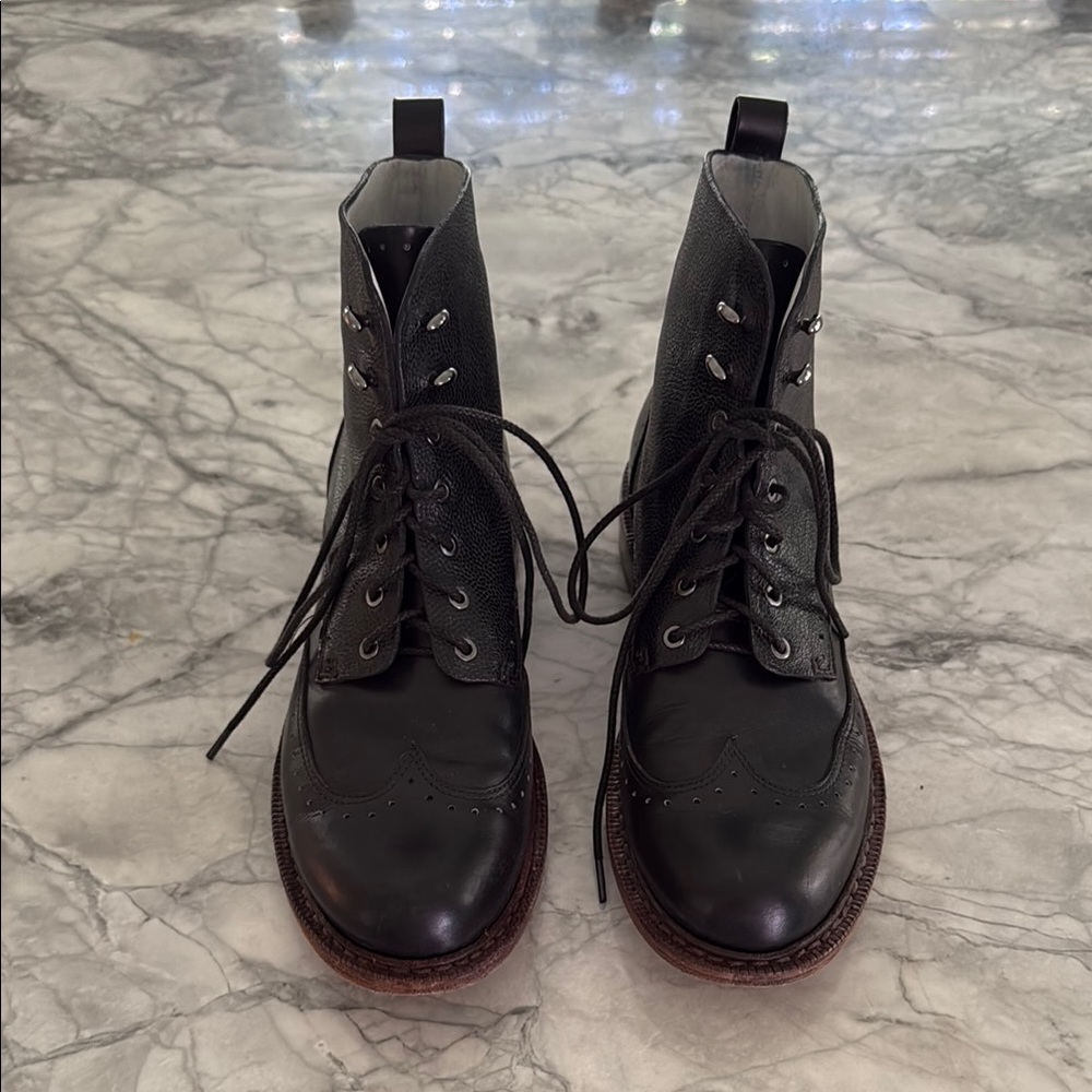 Rag & Bone Black Leather Brogue Boots. Size 8